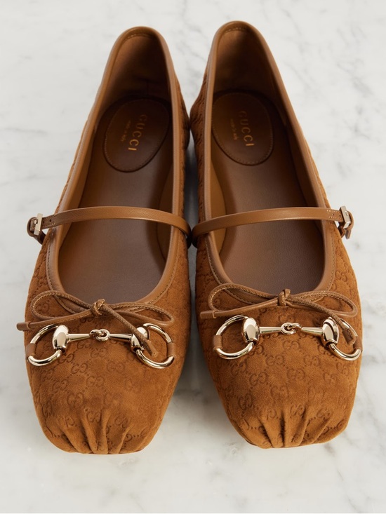 Gucci Shoes - Gucci Horsebit GG suede ballet flats